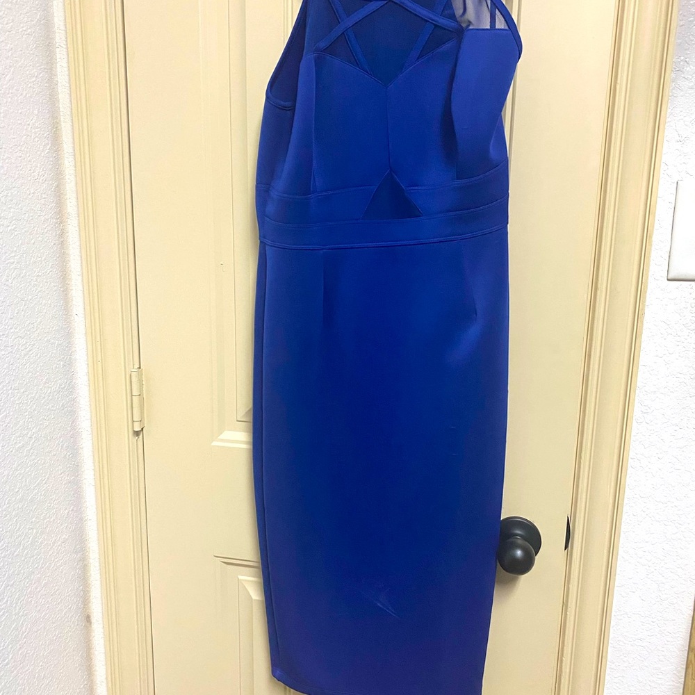 Blue midi key hole cocktail dress